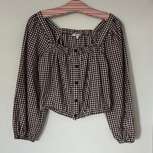 Madewell Cropped Gingham Flannel Top Blouse Size Small